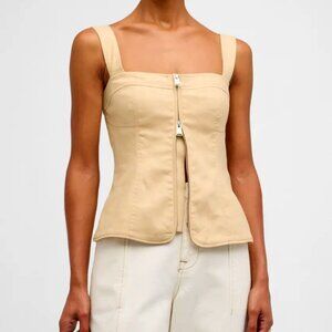 COPY - SIMKHAI Nour Square-Neck Zip-Front Bustier Top